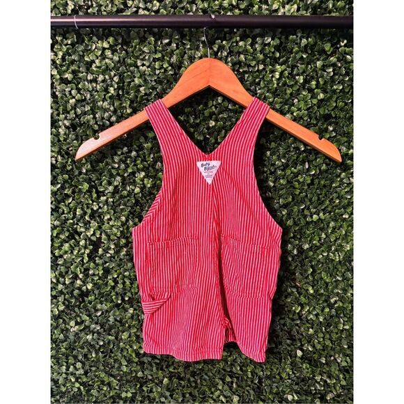 Vintage Oshkosh BGosh Vestbak Overalls USA size 18 Month Red Engineer Stripe - Picture 3 of 5